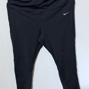 Nike Women's Black Dri Fit Tights with White Swoosh